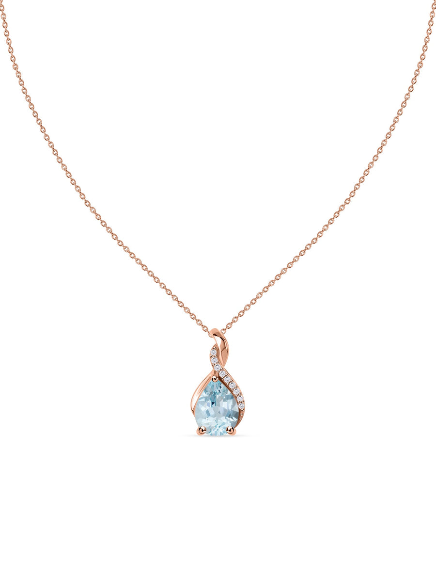 Sparkling Aquamarine Pendant With Chain