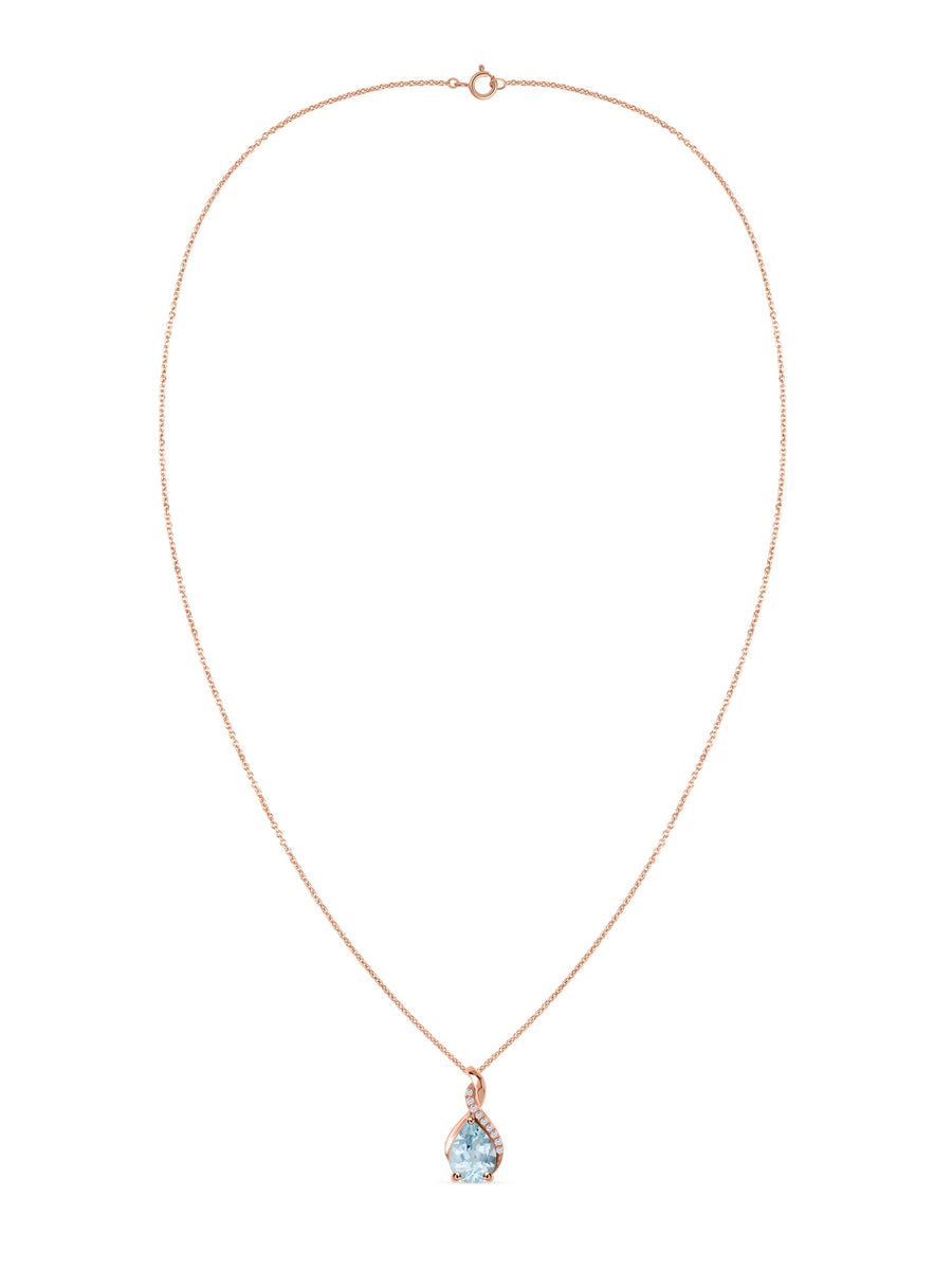 Sparkling Aquamarine Pendant With Chain