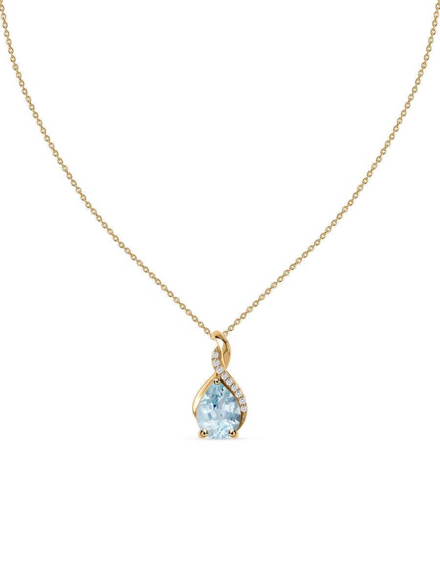 Sparkling Aquamarine Pendant With Chain