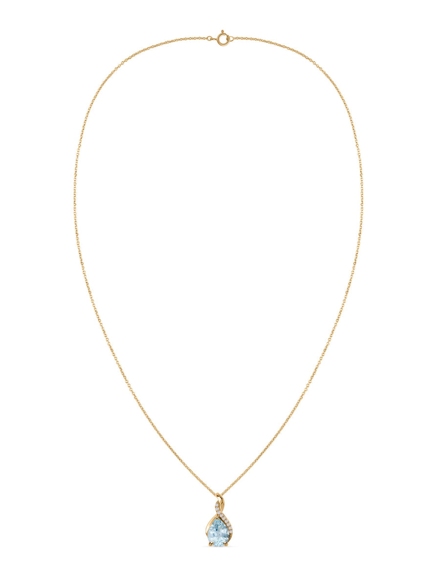 Sparkling Aquamarine Pendant With Chain