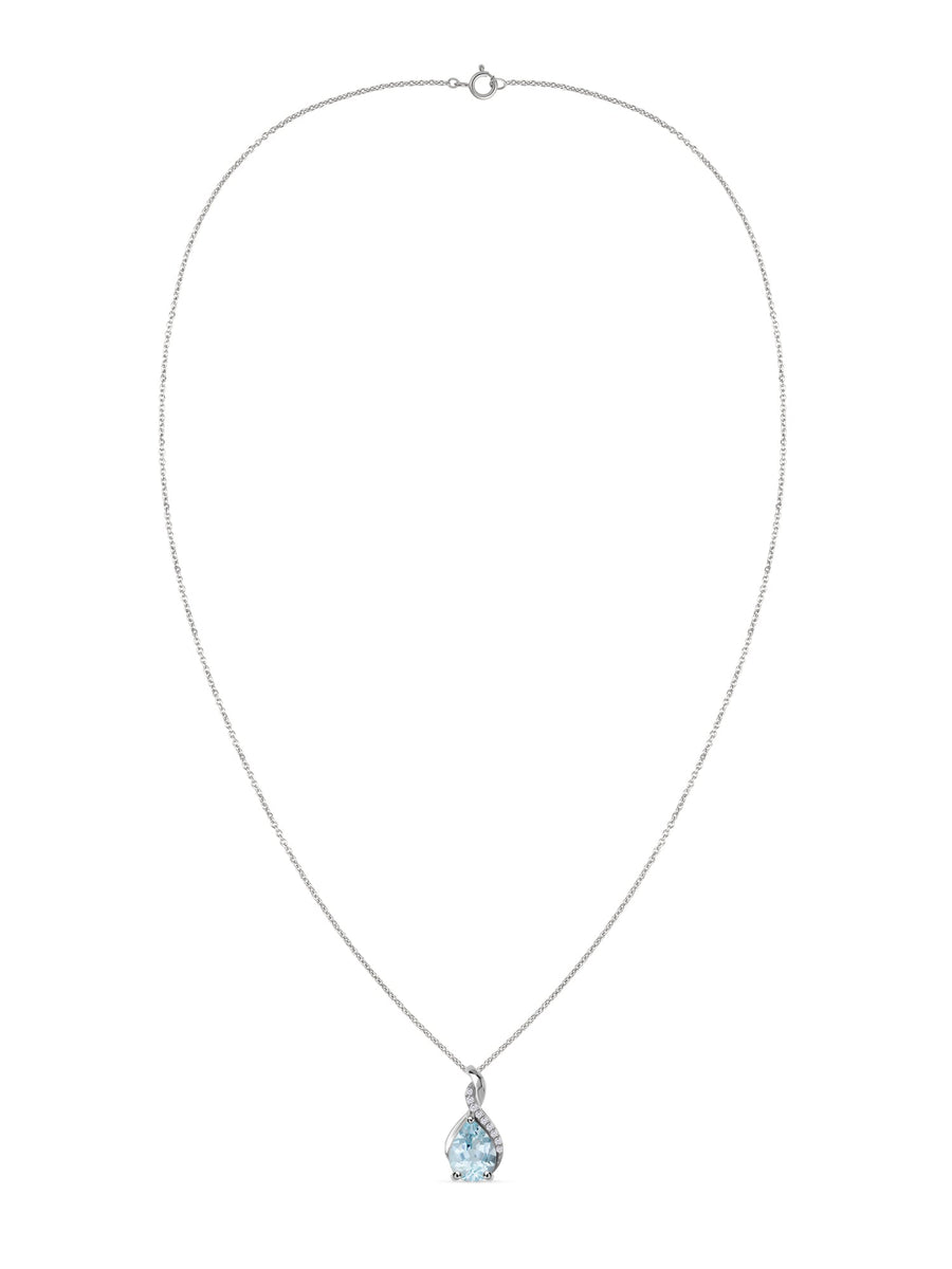 Sparkling Aquamarine Pendant With Chain