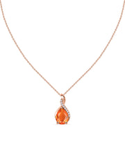 Sparkling Fire Opal Pendant With Chain