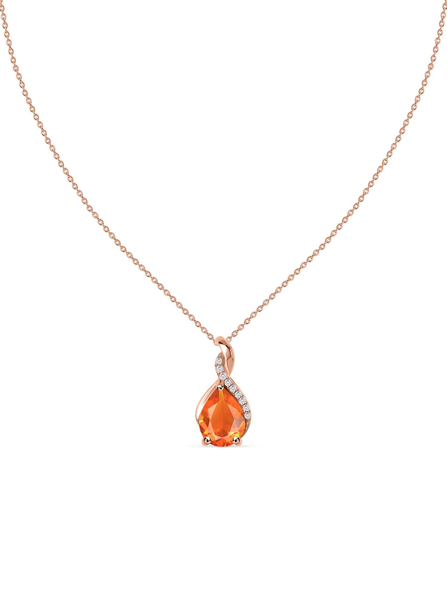 Sparkling Fire Opal Pendant With Chain