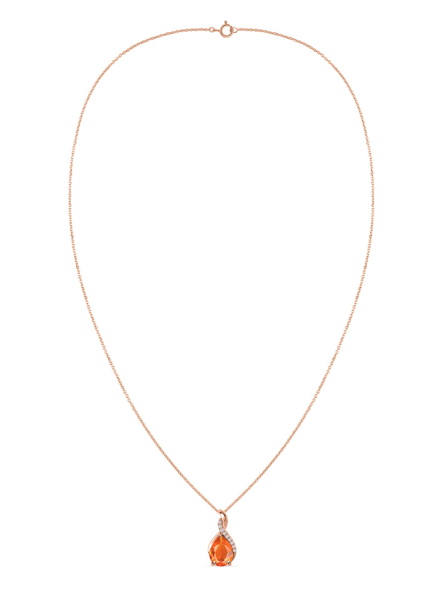 Sparkling Fire Opal Pendant With Chain