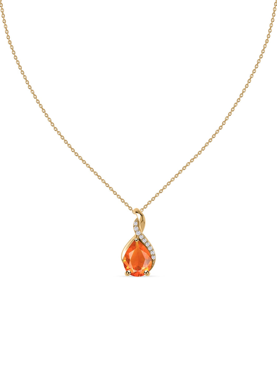Sparkling Fire Opal Pendant With Chain