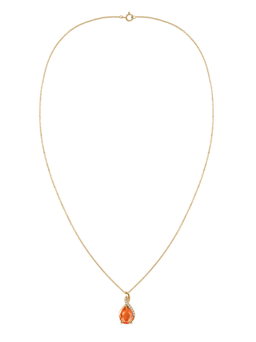 Sparkling Fire Opal Pendant With Chain