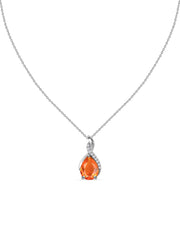 Sparkling Fire Opal Pendant With Chain