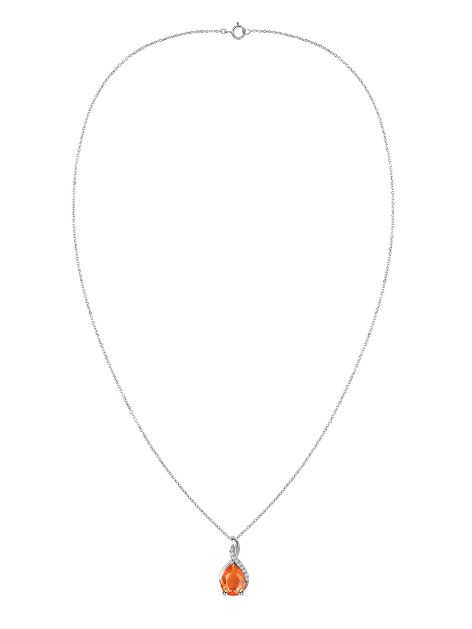 Sparkling Fire Opal Pendant With Chain