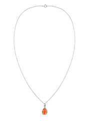 Sparkling Fire Opal Pendant With Chain