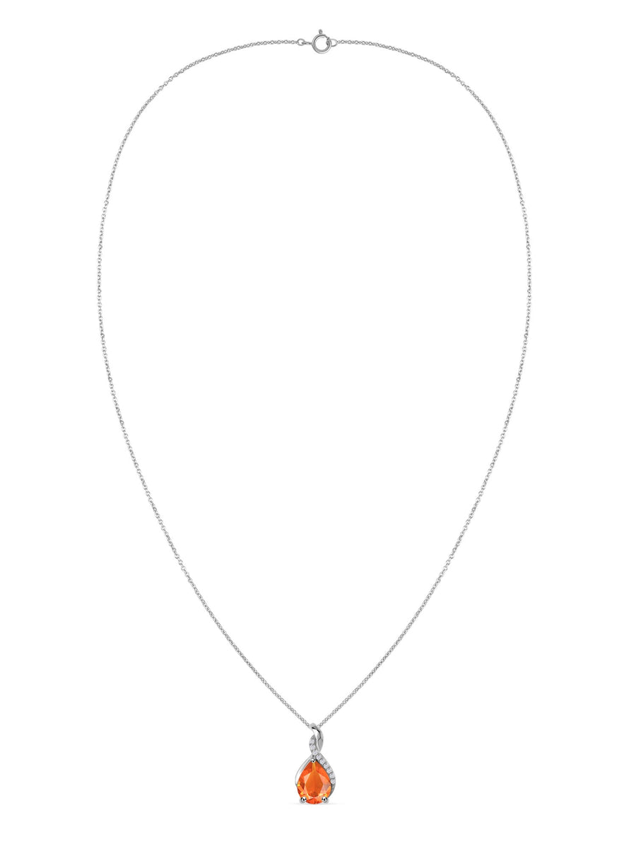 Sparkling Fire Opal Pendant With Chain