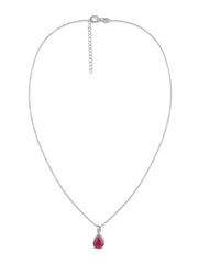 Ruby Raindrop Silver Pendant With Chain