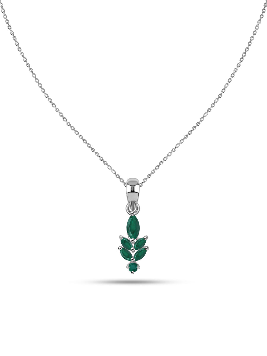 Verdant Leaf Zambian Emerald Silver Pendant