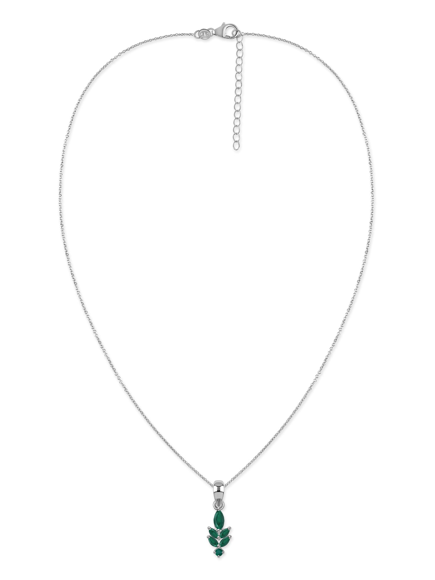 Verdant Leaf Zambian Emerald Silver Pendant