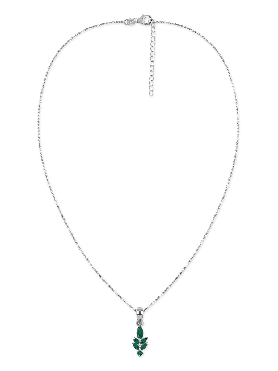 Verdant Leaf Zambian Emerald Silver Pendant
