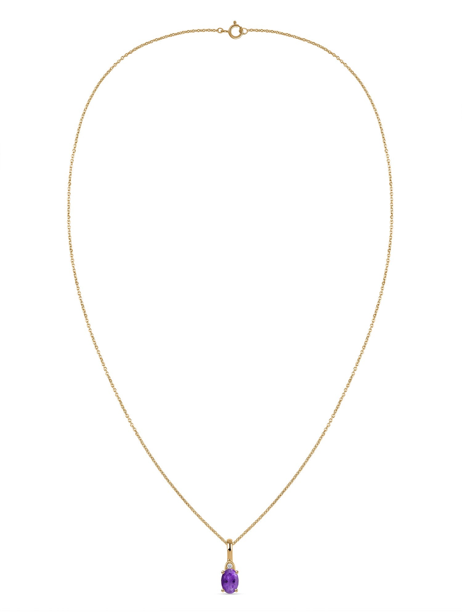 Natural Amethyst Gold Pendant With Chain