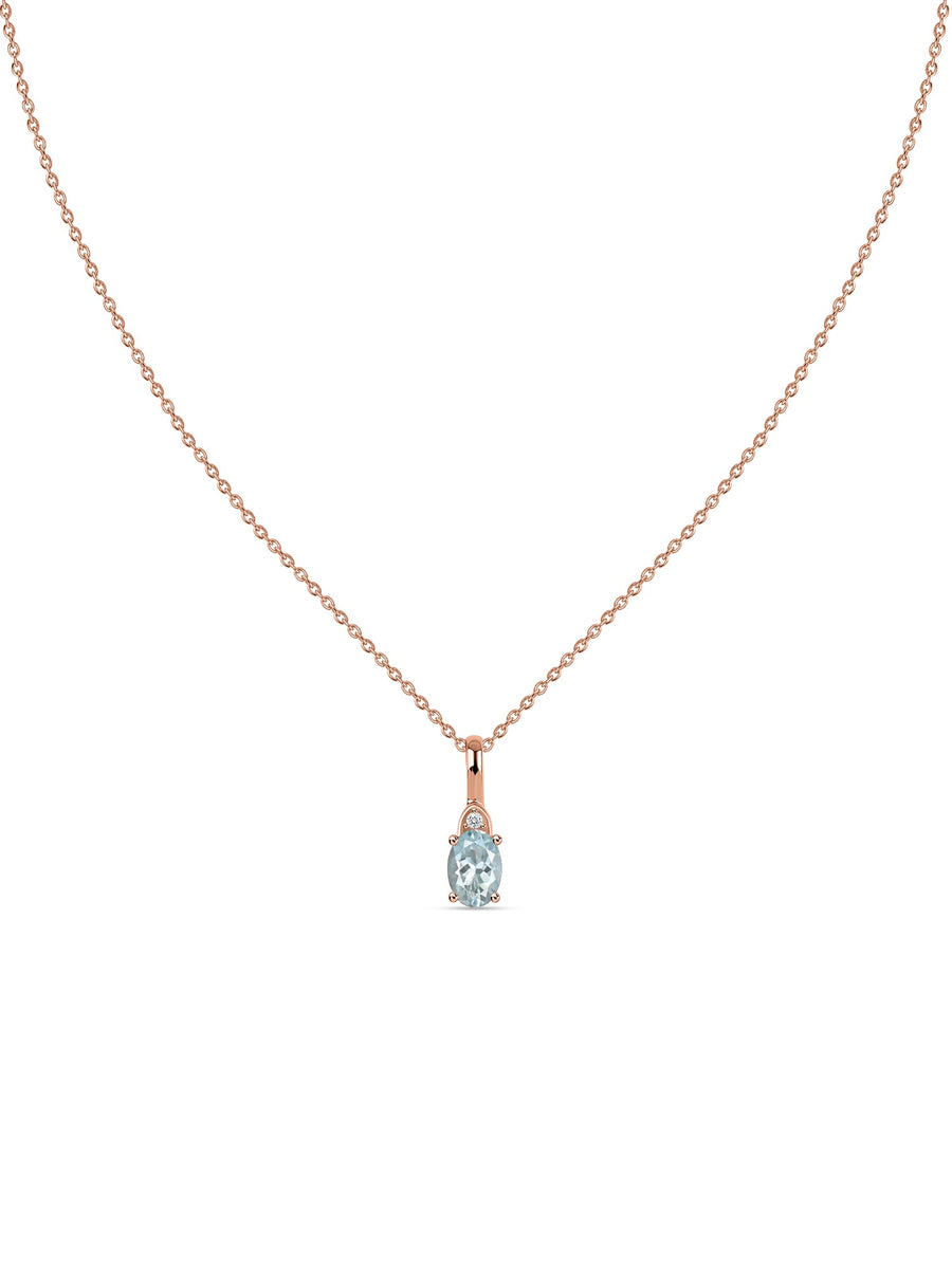 Natural Aquamarine Gold Pendant With Chain