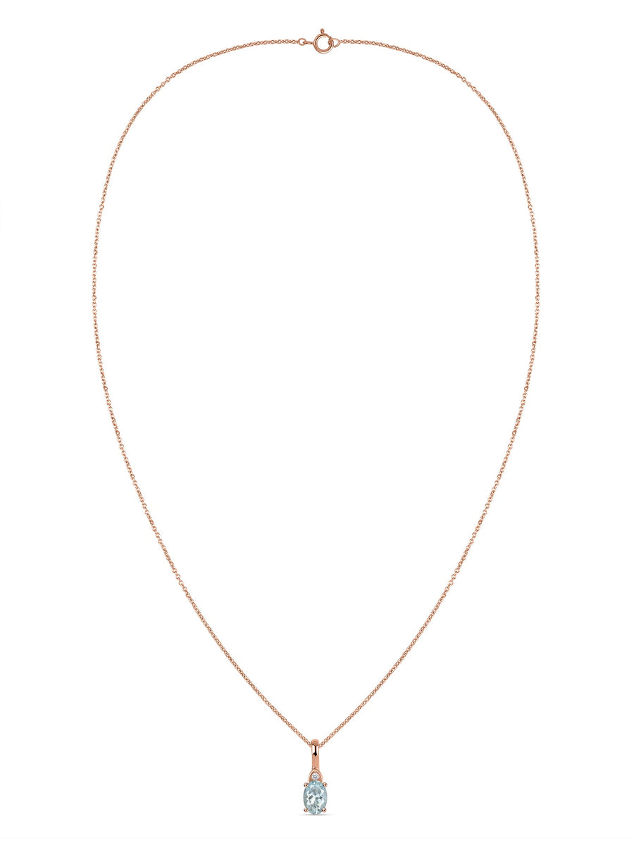 Natural Aquamarine Gold Pendant With Chain