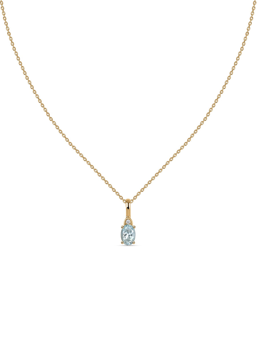 Natural Aquamarine Gold Pendant With Chain