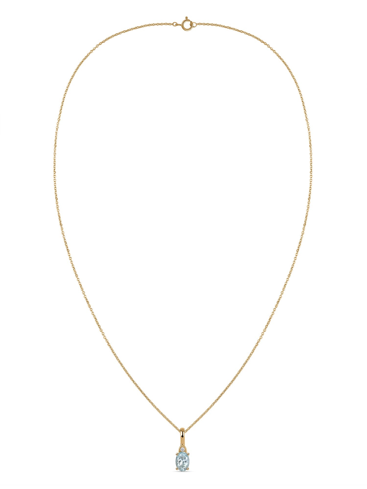 Natural Aquamarine Gold Pendant With Chain