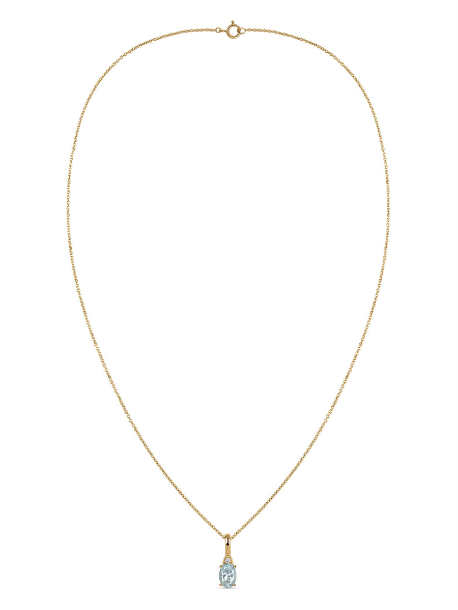 Natural Aquamarine Gold Pendant With Chain