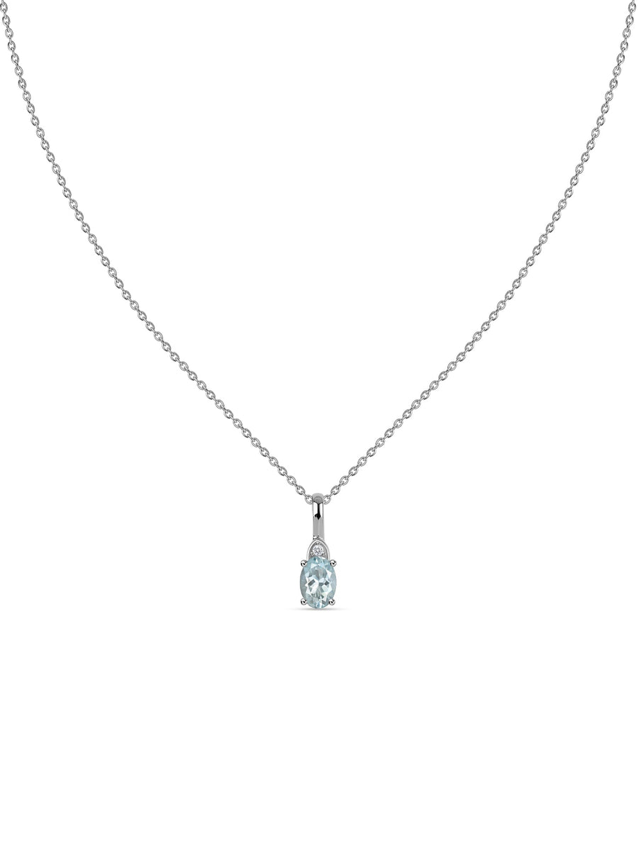 Natural Aquamarine Gold Pendant With Chain