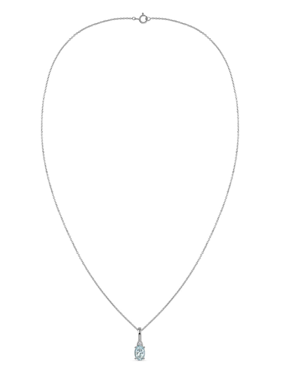 Natural Aquamarine Gold Pendant With Chain