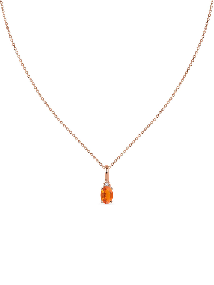 Natural Fire Opal Gold Pendant With Chain