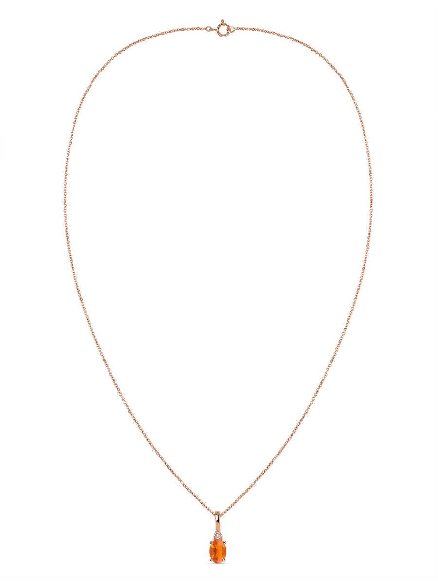 Natural Fire Opal Gold Pendant With Chain