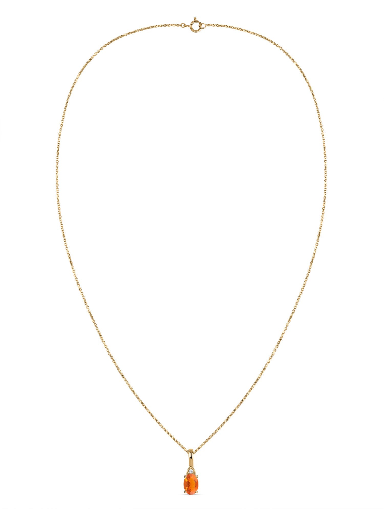 Natural Fire Opal Gold Pendant With Chain