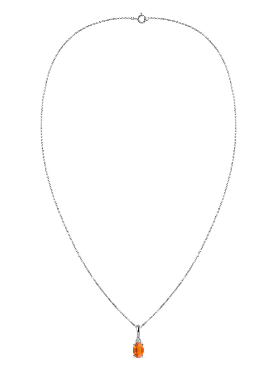 Natural Fire Opal Gold Pendant With Chain