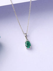Emerald Grace Silver Green Stone Pendant Necklace