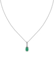 Emerald Grace Silver Green Stone Pendant Necklace
