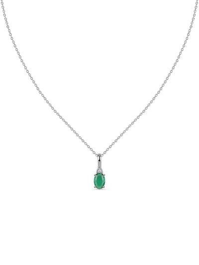 Emerald Grace Silver Green Stone Pendant Necklace