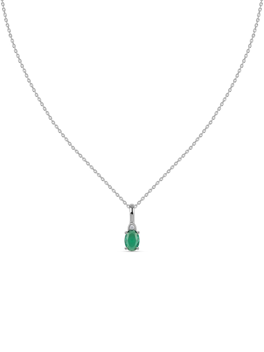 Emerald Grace Silver Green Stone Pendant Necklace