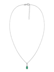 Emerald Grace Silver Green Stone Pendant Necklace