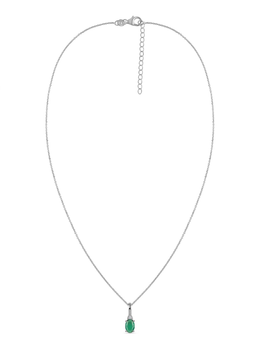 Emerald Grace Silver Green Stone Pendant Necklace