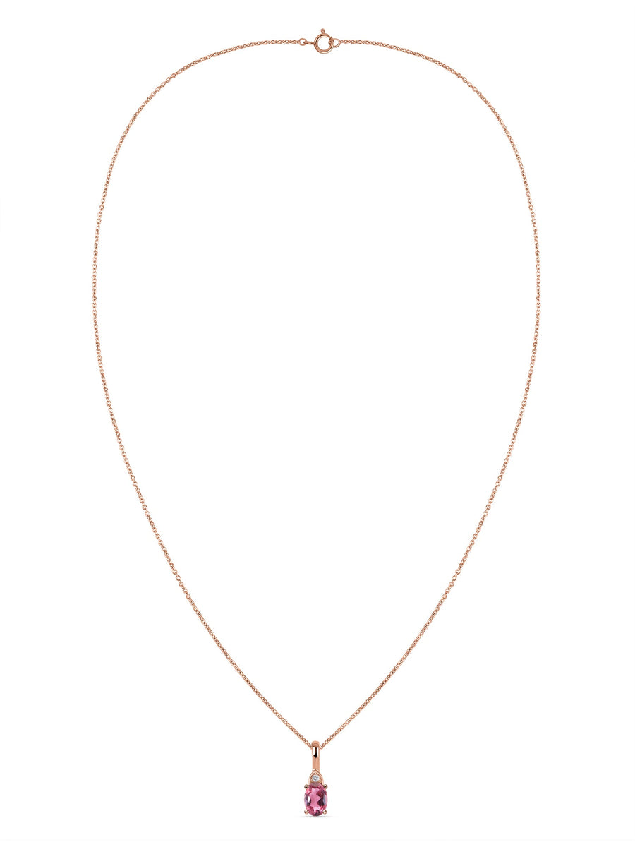 Natural Pink Tourmaline Gold Pendant With Chain