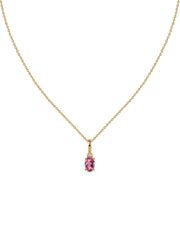 Natural Pink Tourmaline Gold Pendant With Chain