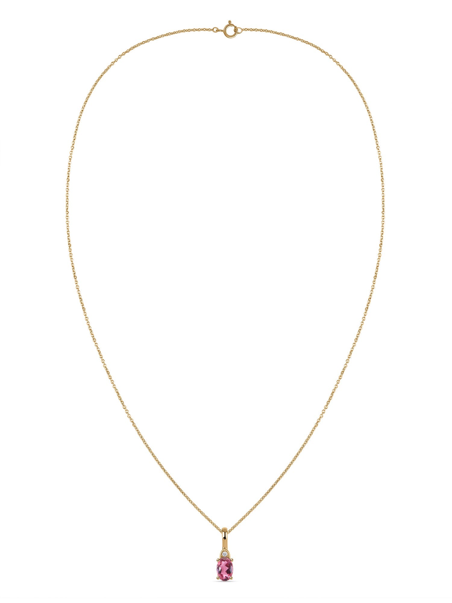 Natural Pink Tourmaline Gold Pendant With Chain