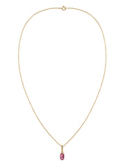Natural Pink Tourmaline Gold Pendant With Chain
