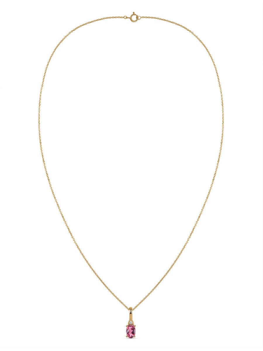Natural Pink Tourmaline Gold Pendant With Chain