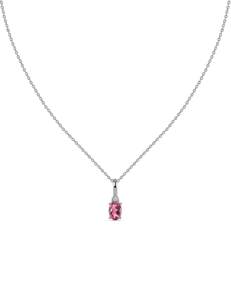 Natural Pink Tourmaline Gold Pendant With Chain