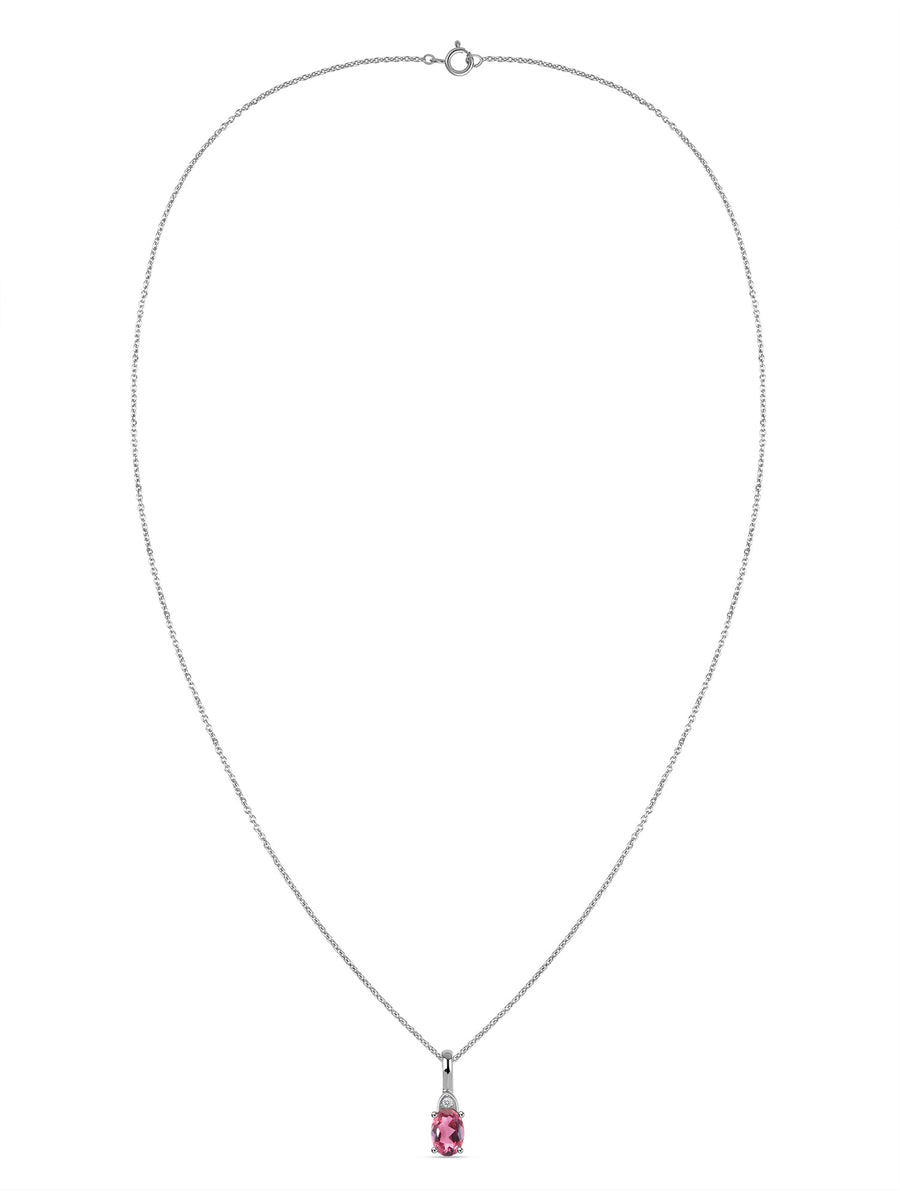 Natural Pink Tourmaline Gold Pendant With Chain