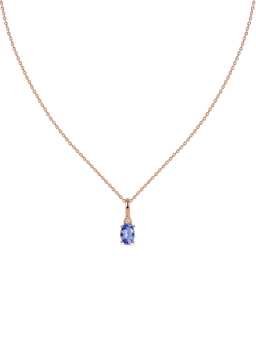 Natural Tanzanite Gold Pendant With Chain