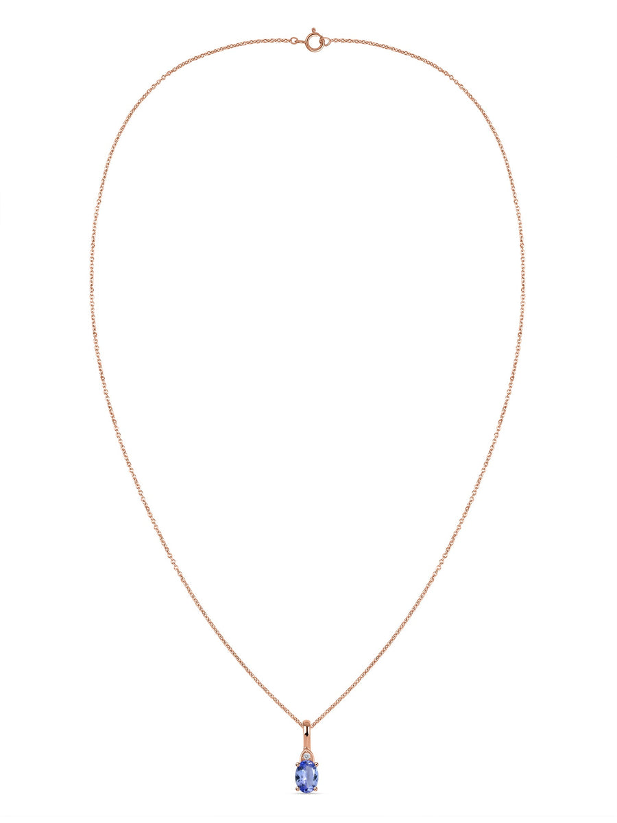 Natural Tanzanite Gold Pendant With Chain