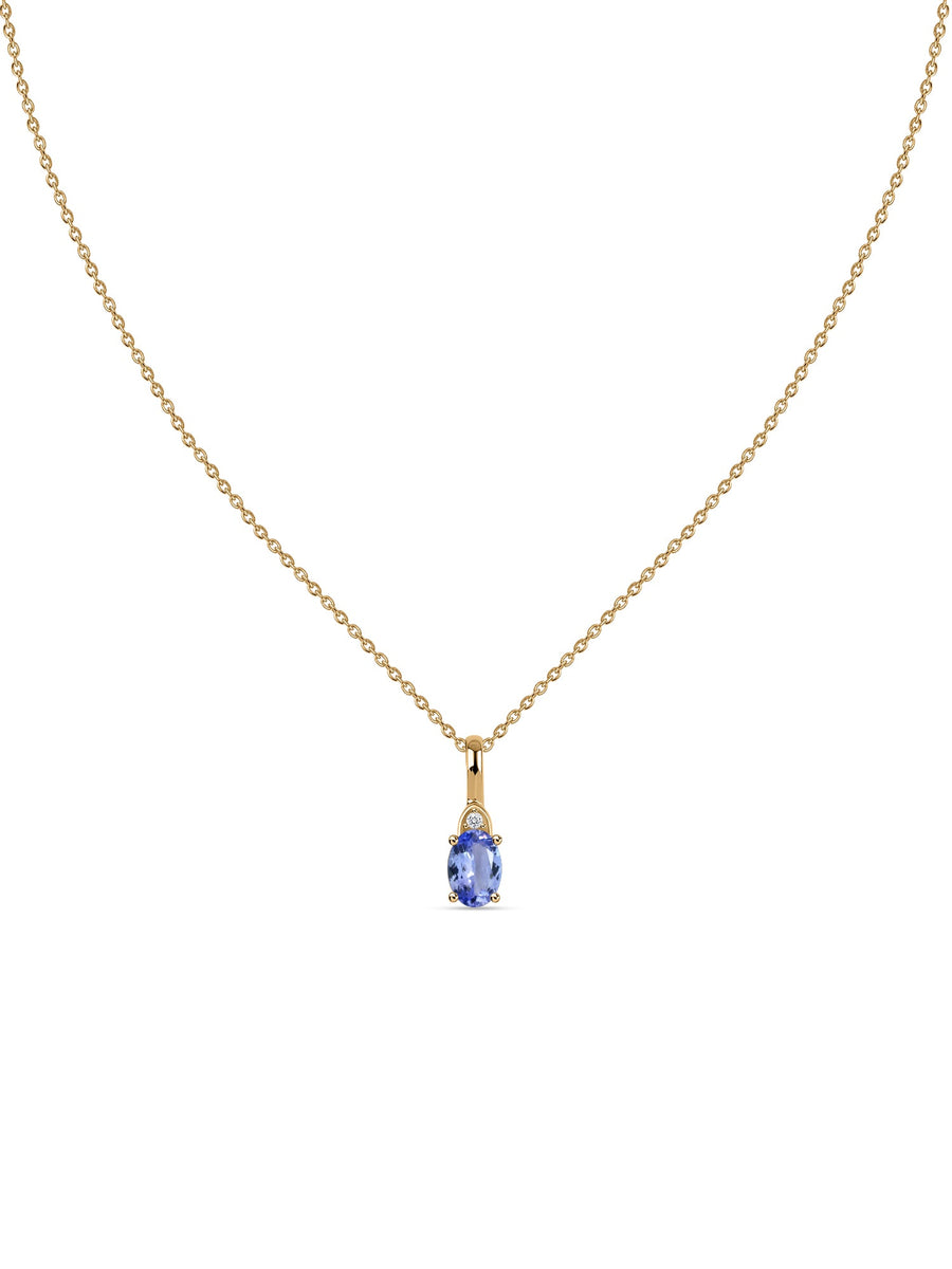 Natural Tanzanite Gold Pendant With Chain