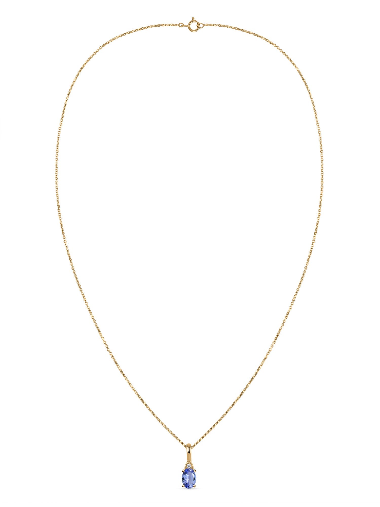 Natural Tanzanite Gold Pendant With Chain