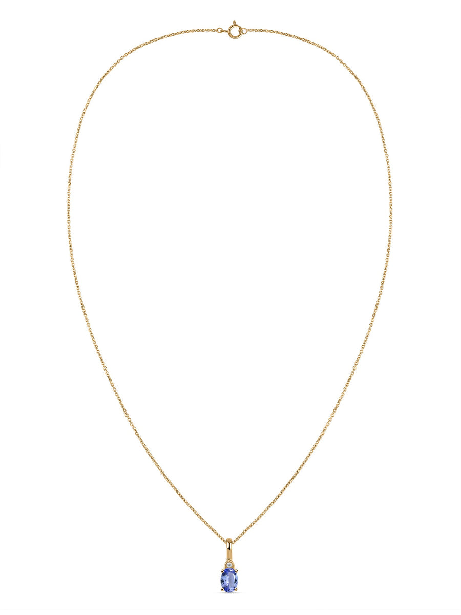 Natural Tanzanite Gold Pendant With Chain