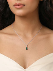 Emerald Grace Silver Green Stone Pendant Necklace