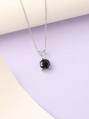Natural Black Spinel Solitaire Necklace